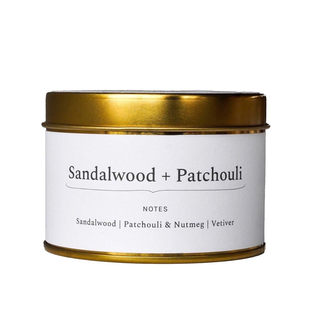 Sandalwood + Patchouli Travel Tin Candle: Small
